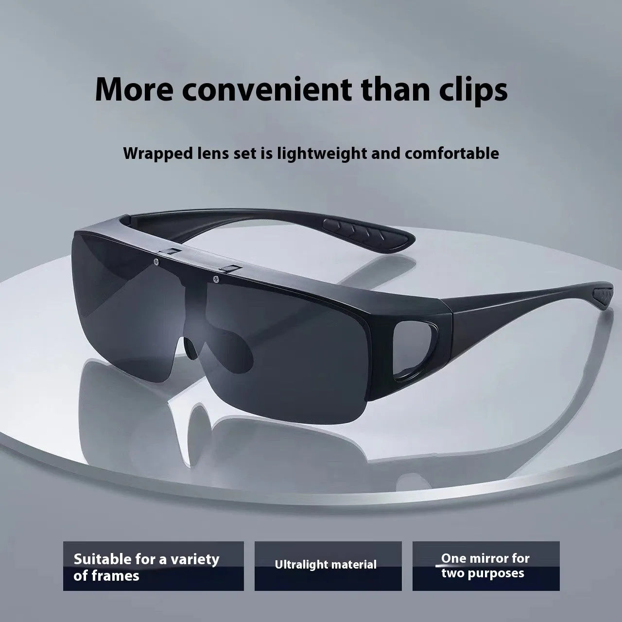 One-piece polarised prescription sunglasses for sports like cycling and climbing, shown in multiple lens colour options.