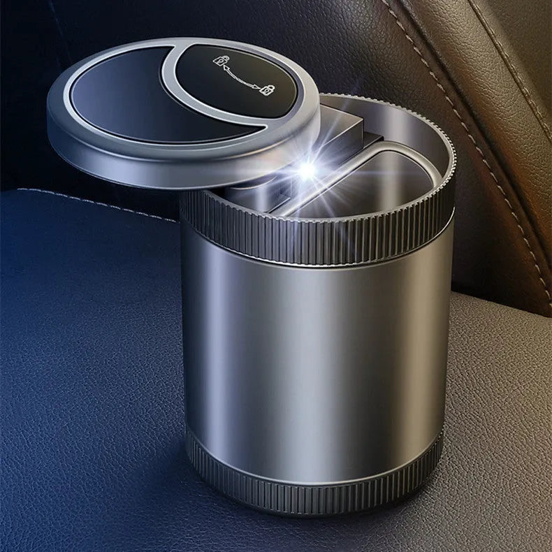 Automatic sensing ashtray with USB port in grey colour for vehicle mounting