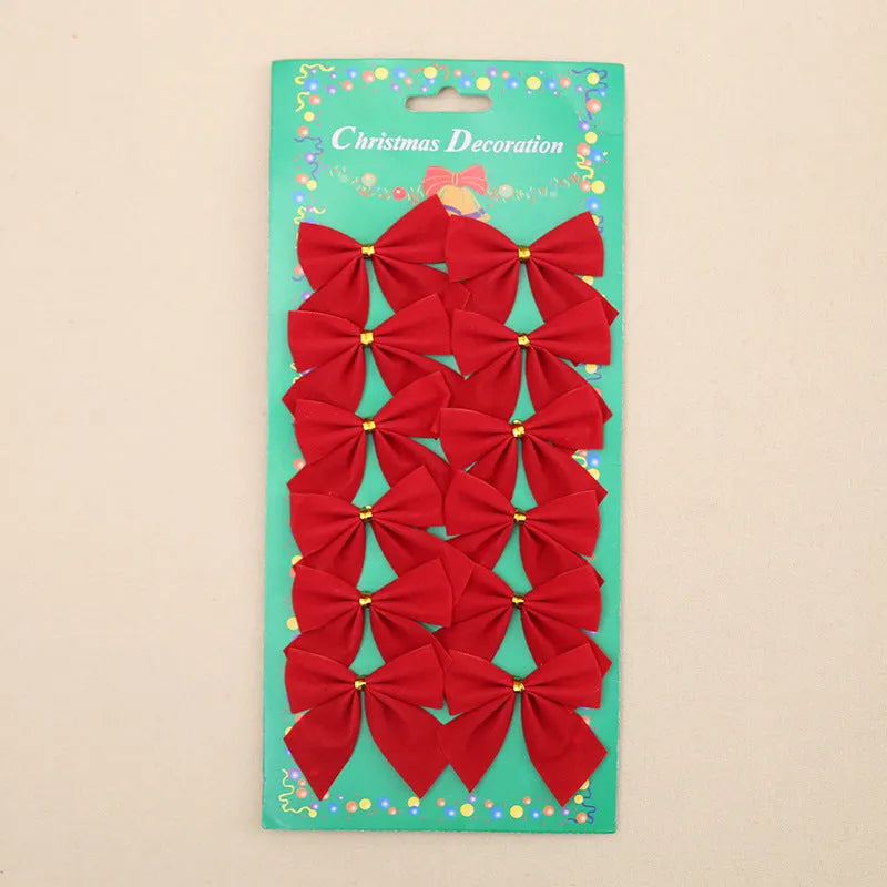 Red, gold, silver, and red-gold polyester Christmas tree ornament bows measuring 5 cm