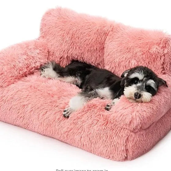 Removable washable cat nest in beige pvvelvet, size S, 55 x 38 x 18 cm, for cats and dogs.