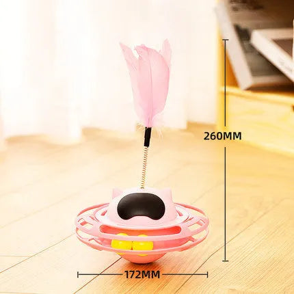 Pink cat tumbler toy with self-hi stick measuring 17 cm for mechanical interactive play