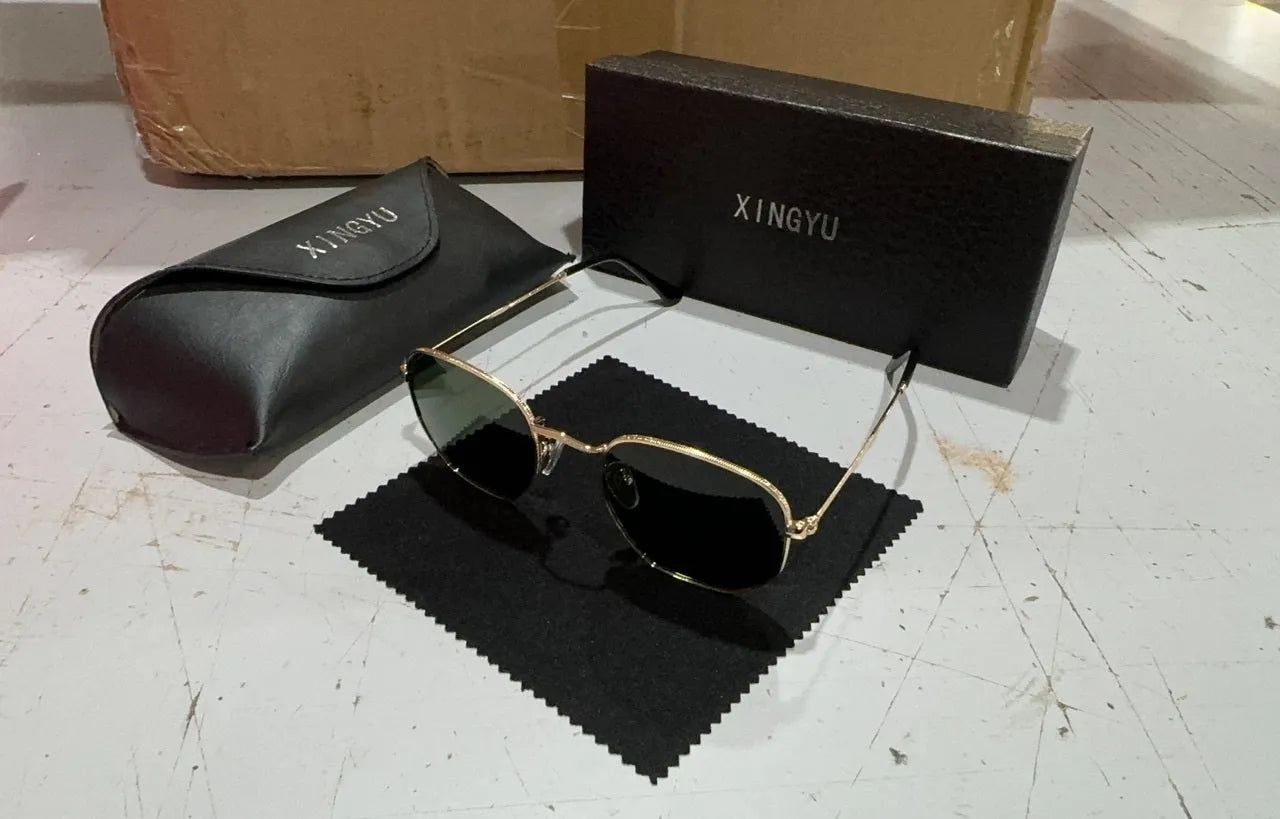 Classic round frame retro sunglasses for men in black, shown from a front perspective.