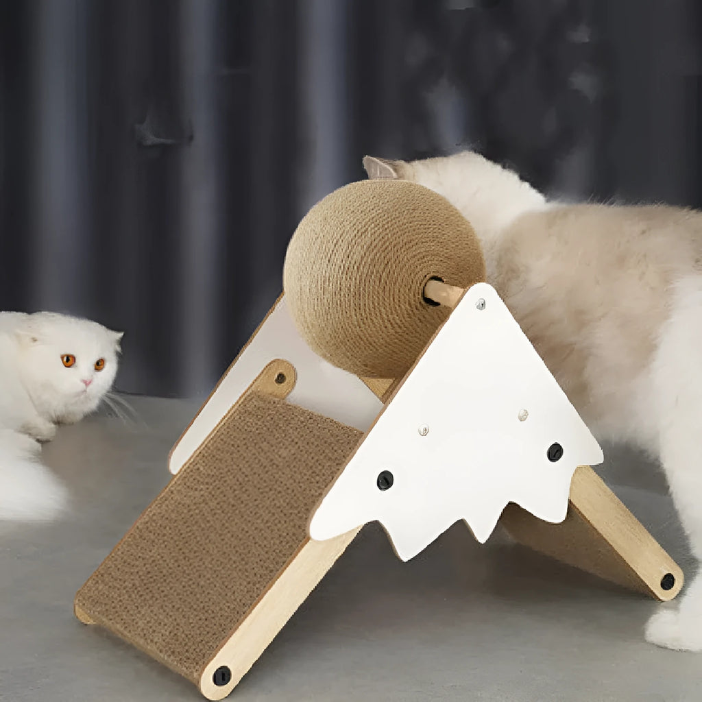 Cat grasping ball toy sisal scratch board 45x20x35cm simple style snow mountain colour