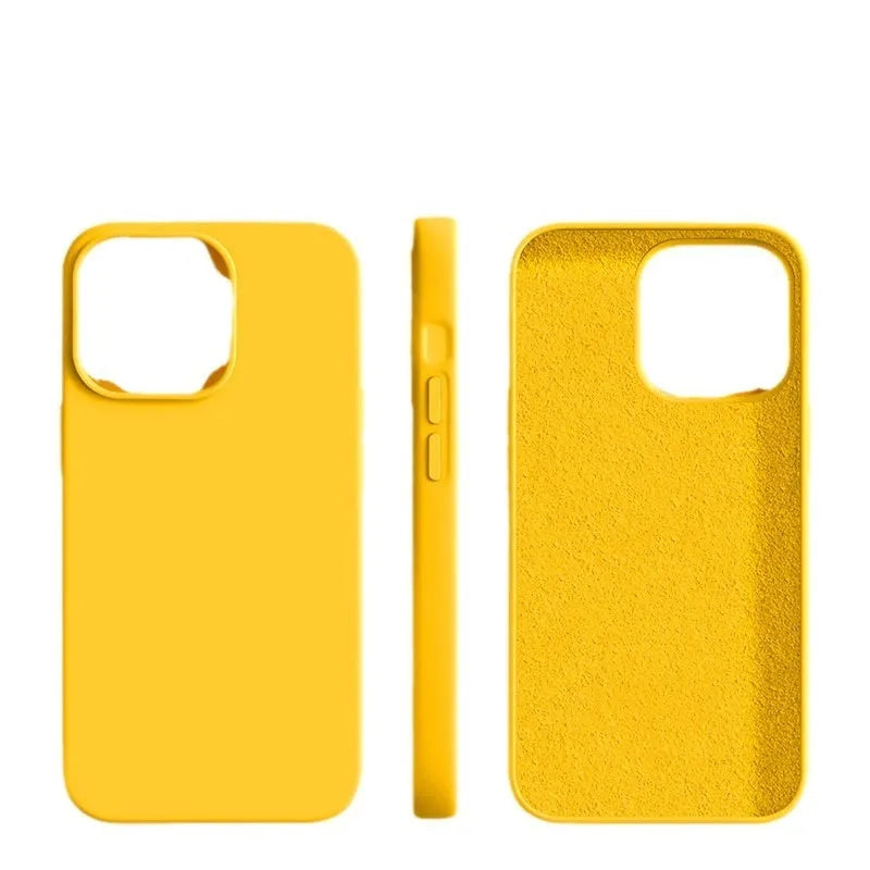 Liquid silicone phone case for iPhone 13 in sunflower colour with frosted finish