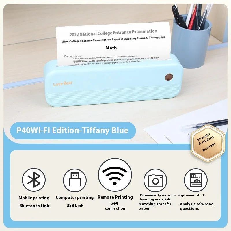 Portable A4 thermal printer in compact dimensions with thermal printing technology