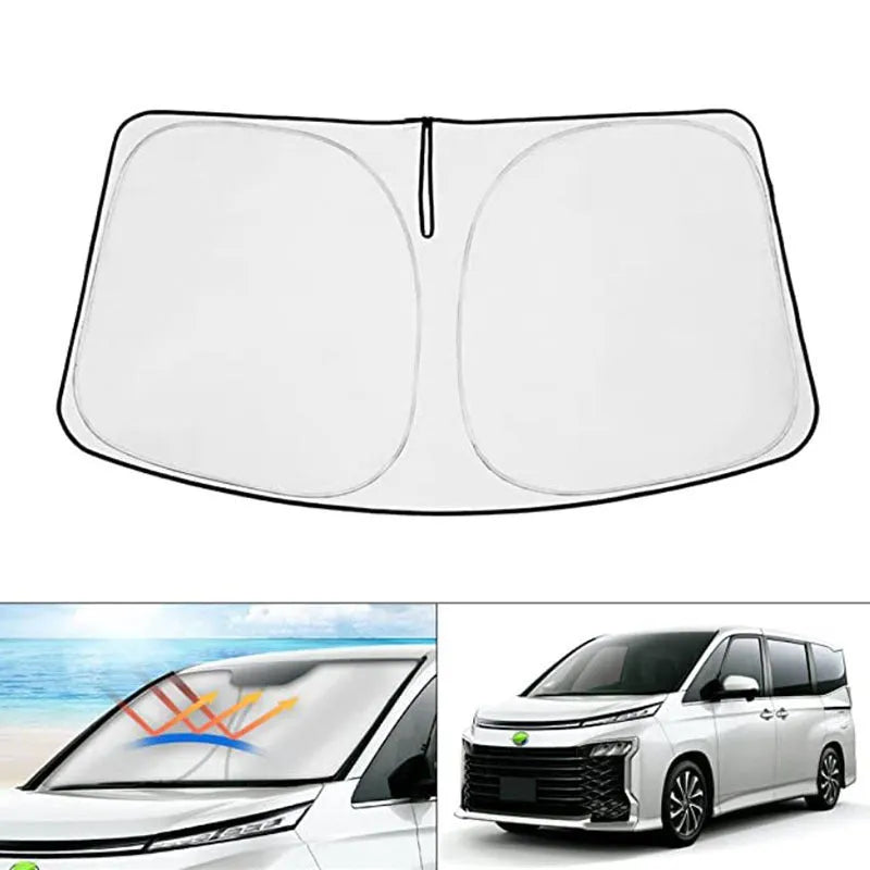 Silver aluminised car windshield sunshade for NOAH XOVY 90 series vehicles