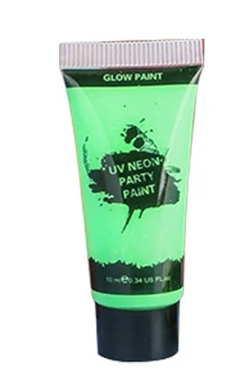 25ml neon face paint tubes in red, yellow, green, purple, orange, and pink colours with safe non-toxic gouache formula