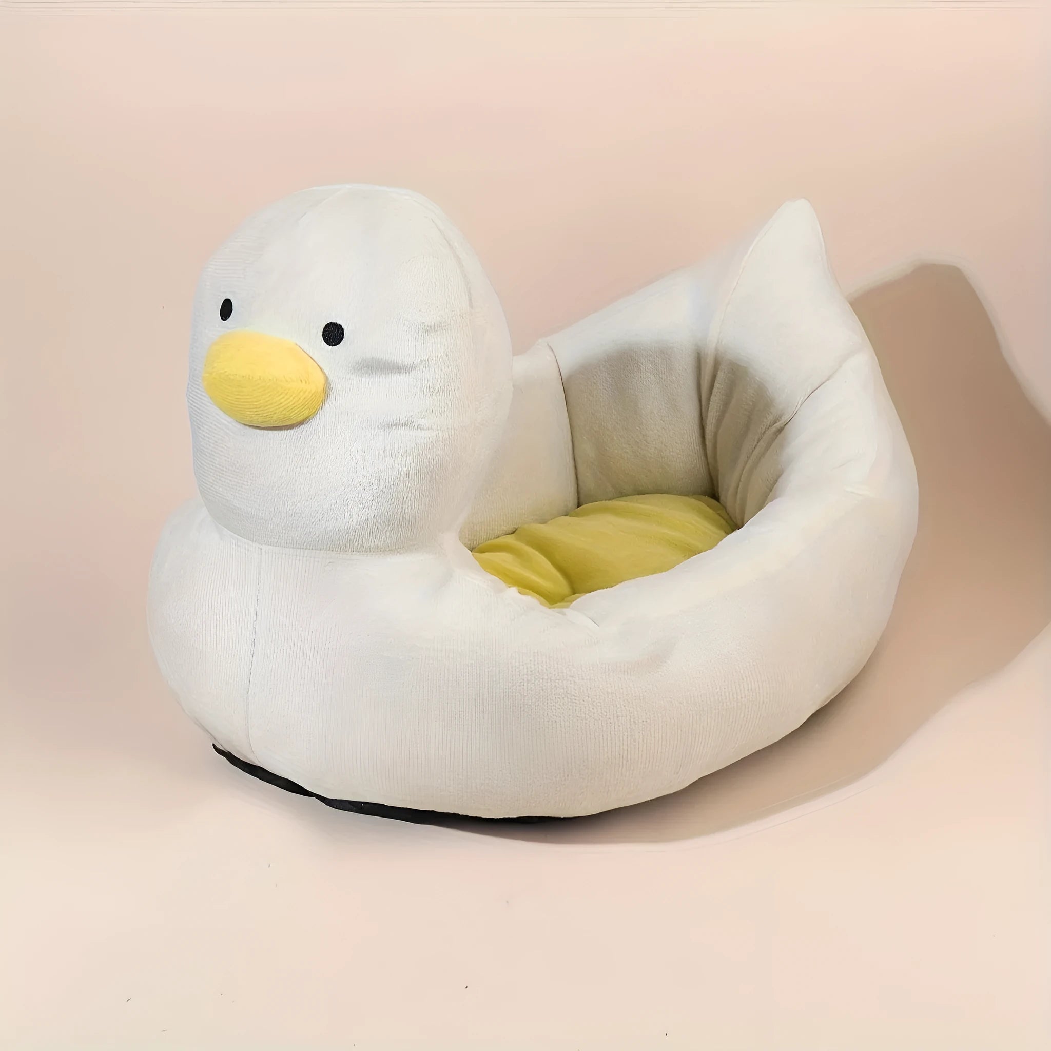 Duck-shaped fluffy pet bed sofa for small dogs and cats in blue colour
