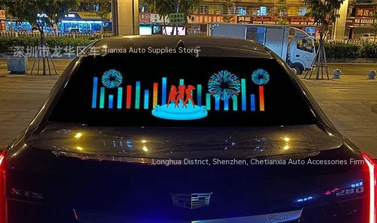 90x25cm voice controlled car rhythm lamp with electroluminescent panel showing music synchronised lighting