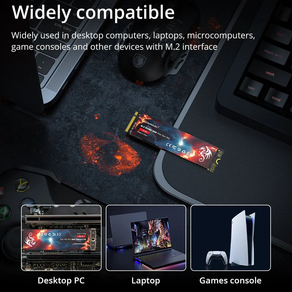 M.2 solid-state drive for desktop computers with PCIe 3.0 interface measuring 80mm long