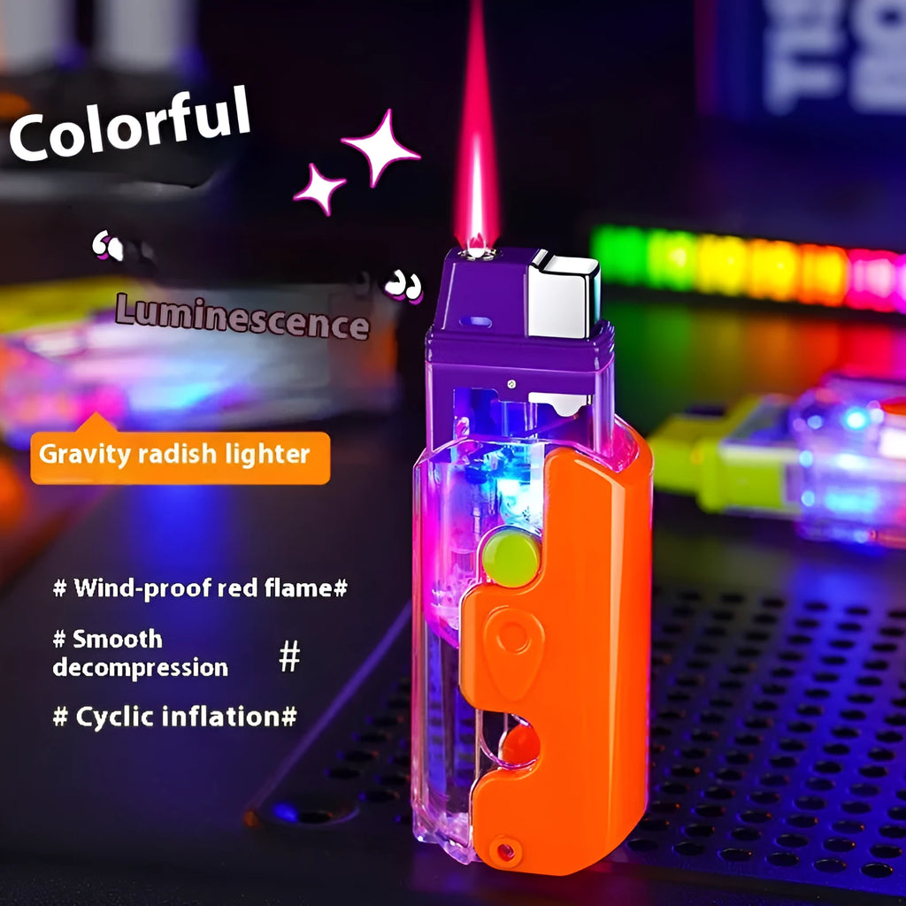 Colourful radish-shaped wind-resistant lighter in orange, purple or green with plastic construction