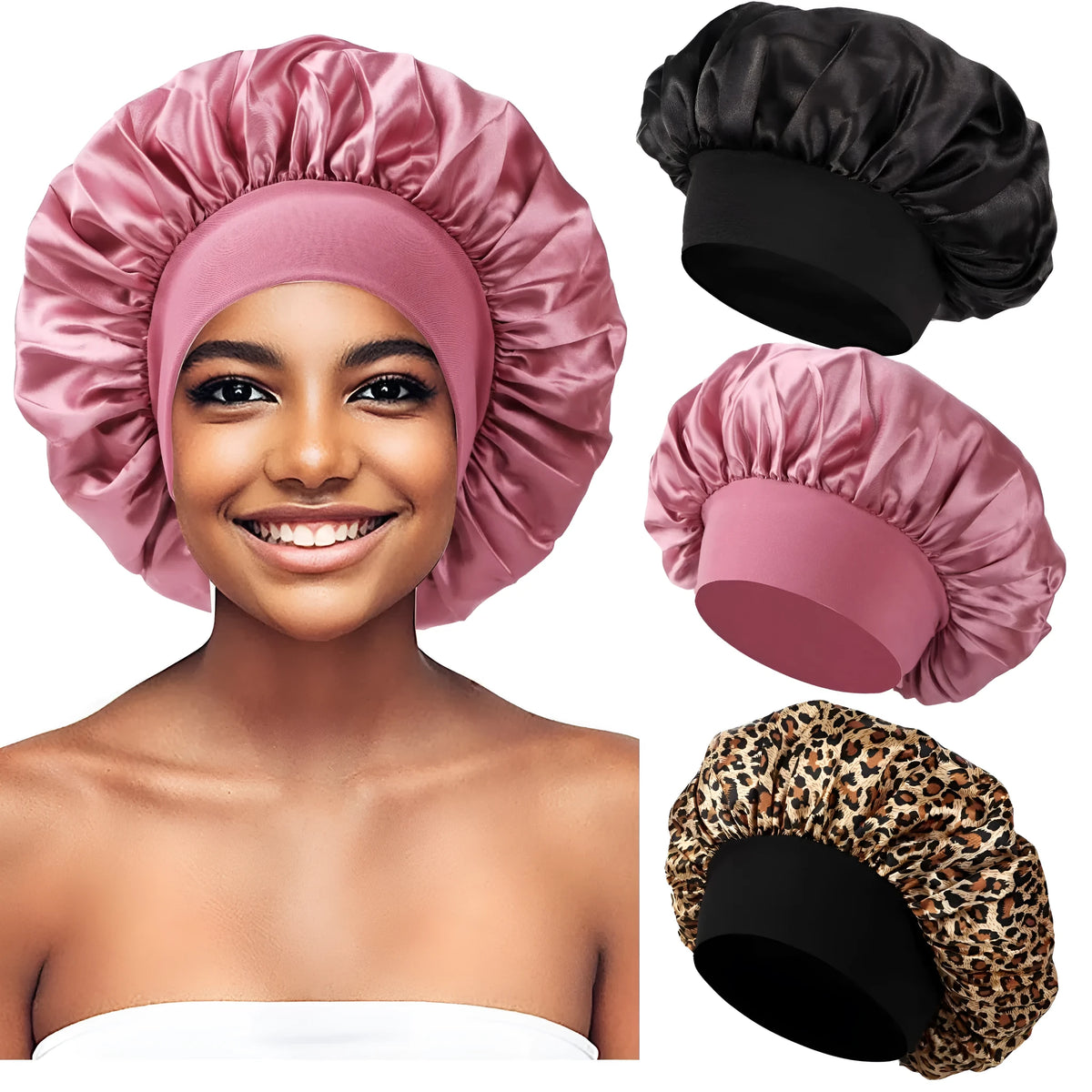Wide-brimmed high elastic knit polyester headscarf beauty cap for women in tie-dye colour flat top crown