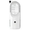 Electric bladeless fan cooler with LED display and Type-C charging port on a desk
