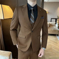 Men's dark green slim-fit formal blazer on a hanger