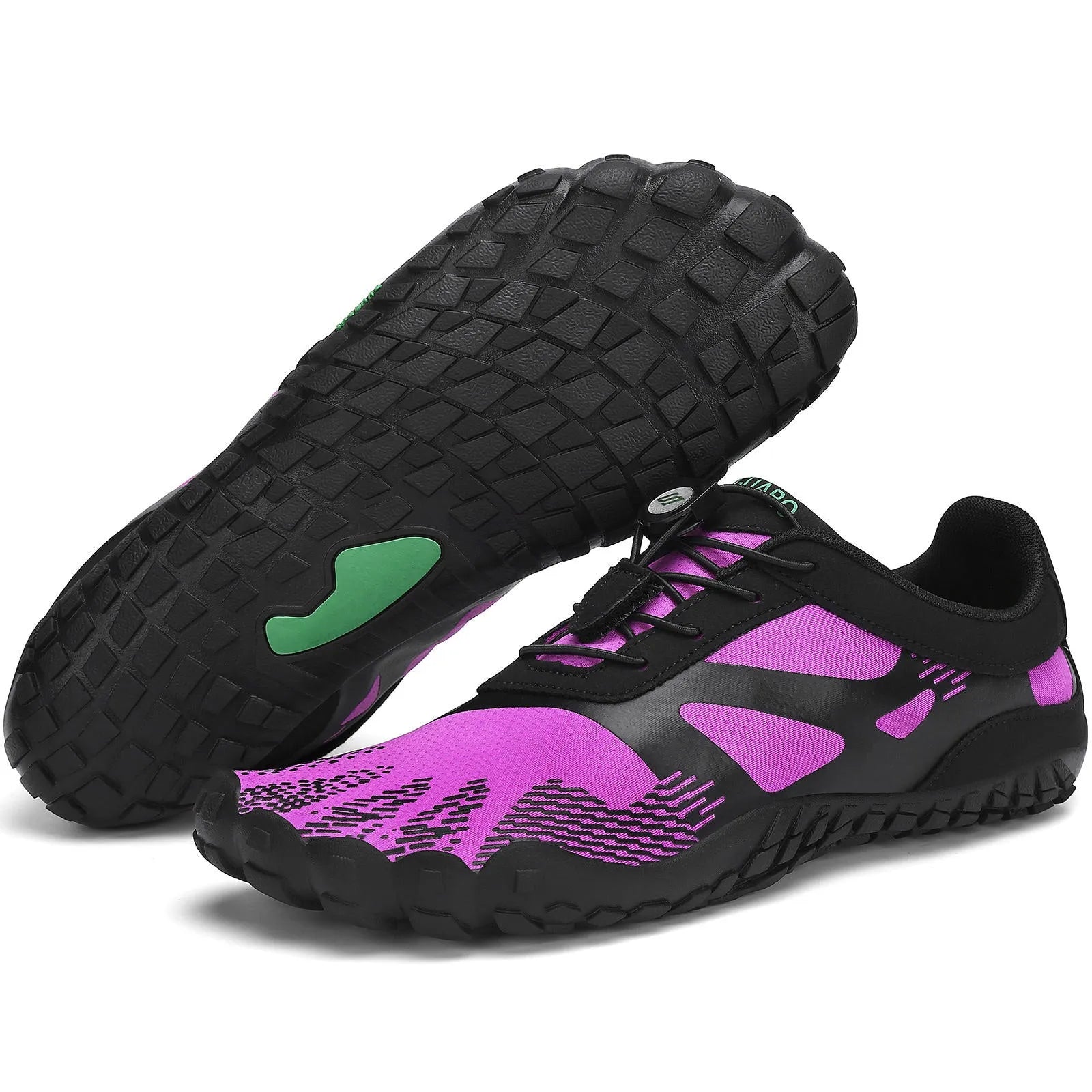 Men's mesh water sports shoes with rubber sole in black, showing breathable upper and casual design