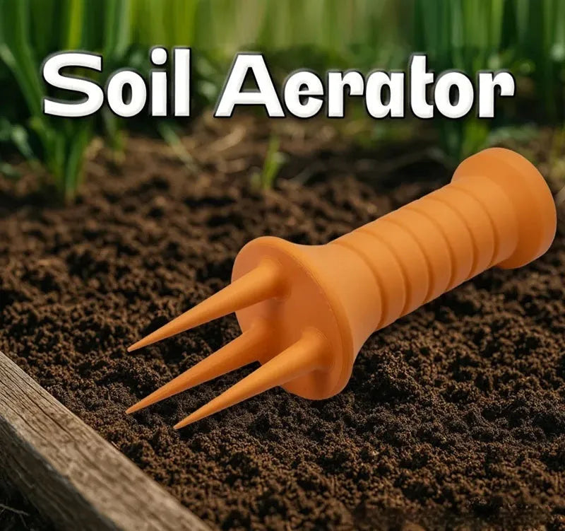 Plastic home gardening soil aerator in orange for loosening compacted pot soil, 3.3cm x 10cm size