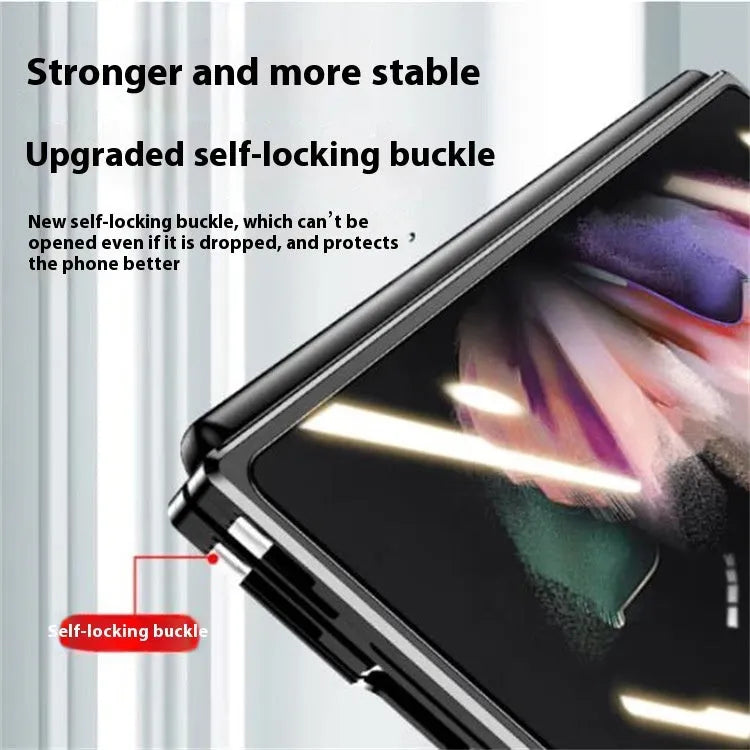 Magnetic suction fully wrapped glass phone case for Samsung Z Fold 2, 3, and 4, in HD silver colour