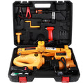 Yellow electric car jack set with wrench for roadside tyre changes