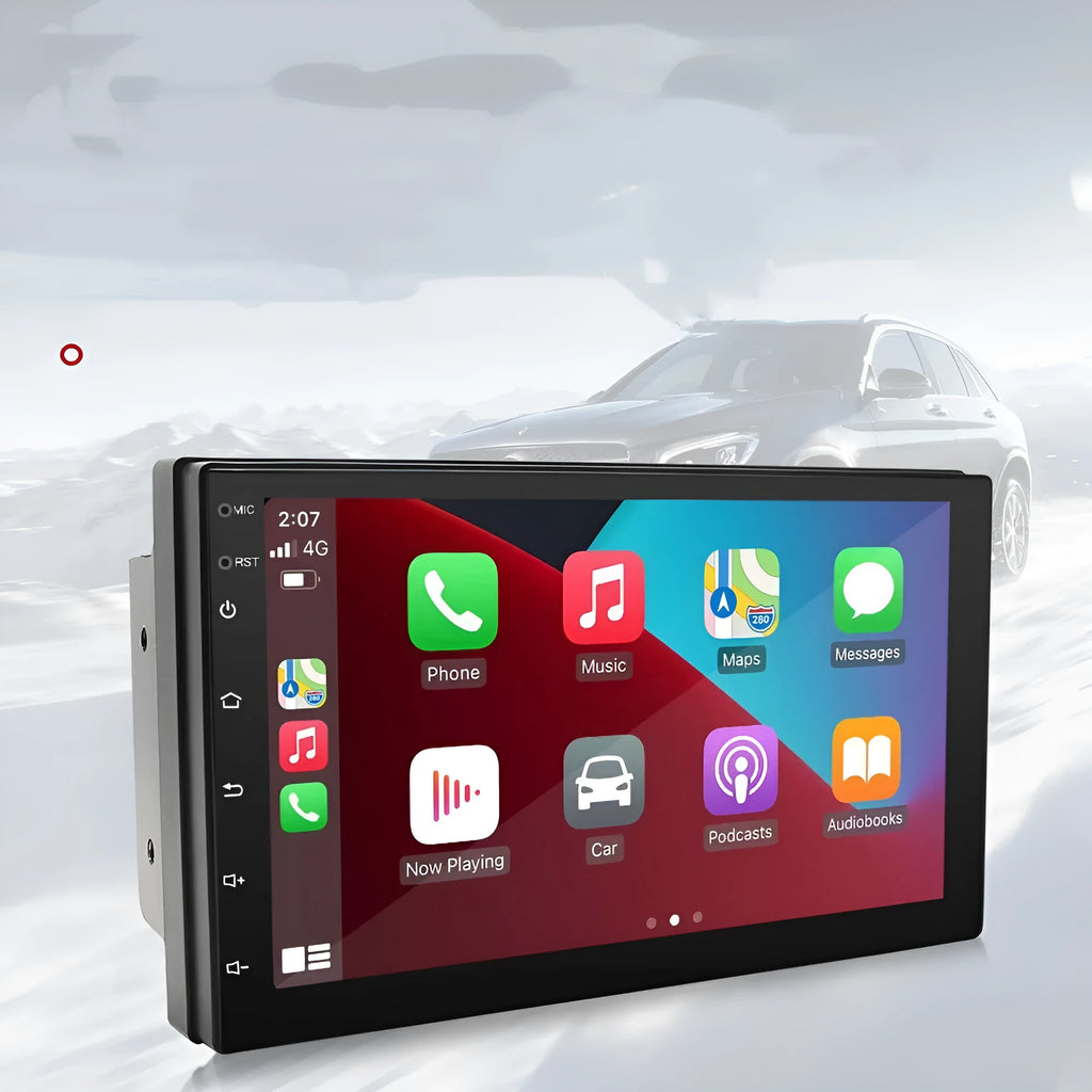 Black universal 7-inch Carplay Android Auto MP5 navigation radio for manual transmission vehicles
