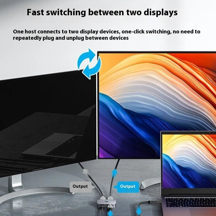 Grey alloy HDMI computer distributor for TV line audio video conversion