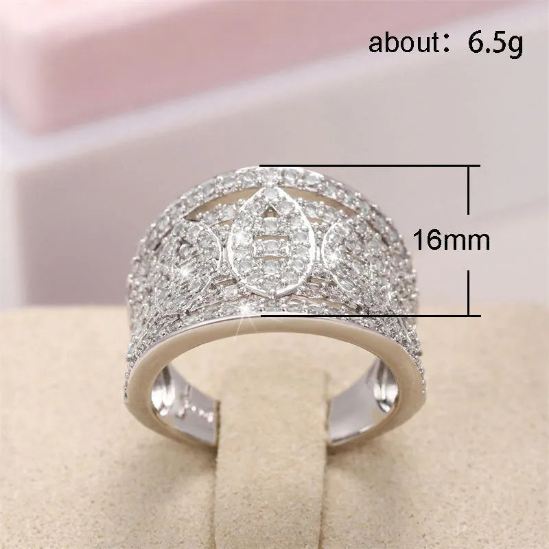 Personalized zircon micro setting ring in picture colour alloy, shown as a women's fashion ring in sizes No 6 to No 10
