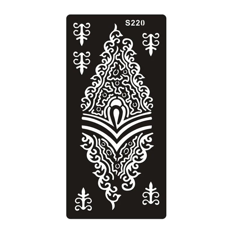 Sheet of hollow geometric pattern temporary tattoo stickers in various colours on water transfer paper.