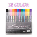 Double line signature highlighter pen set with 8 mixed colours, plastic shell, 13.2cm length, and PET box