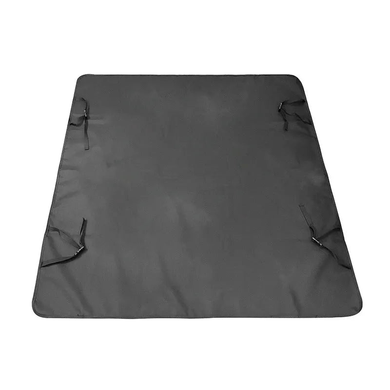 Water-resistant cloth car pet mat for rear seats, shown in multiple colour and print options for dogs.
