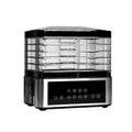 Silver stainless steel fruit dehydrator with 14L capacity on kitchen counter