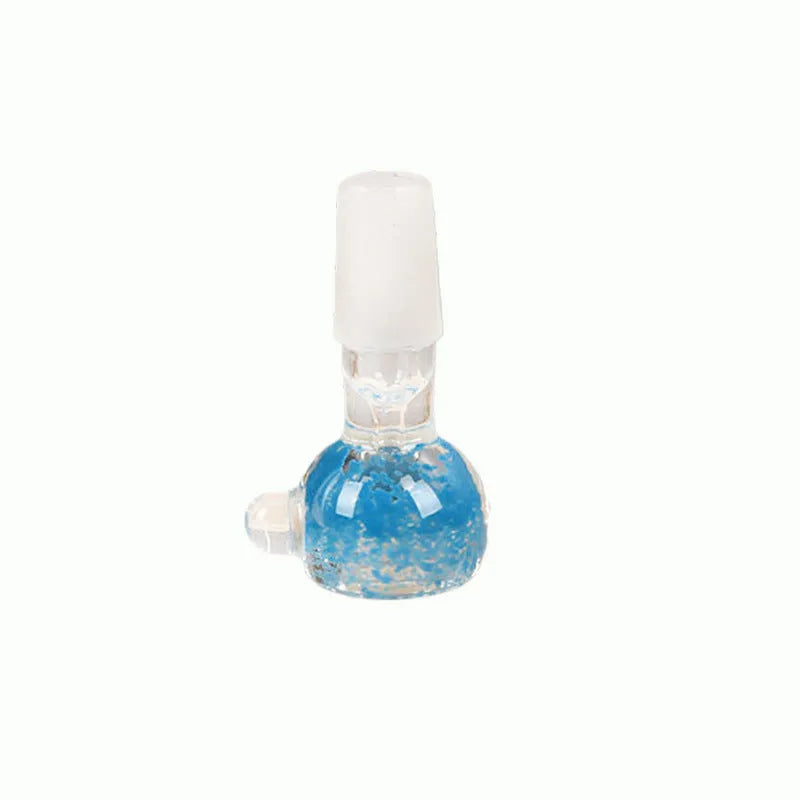 A 7cm geometric trumpet-shaped glass tobacco pipe in transparent blue, green, red, or yellow.