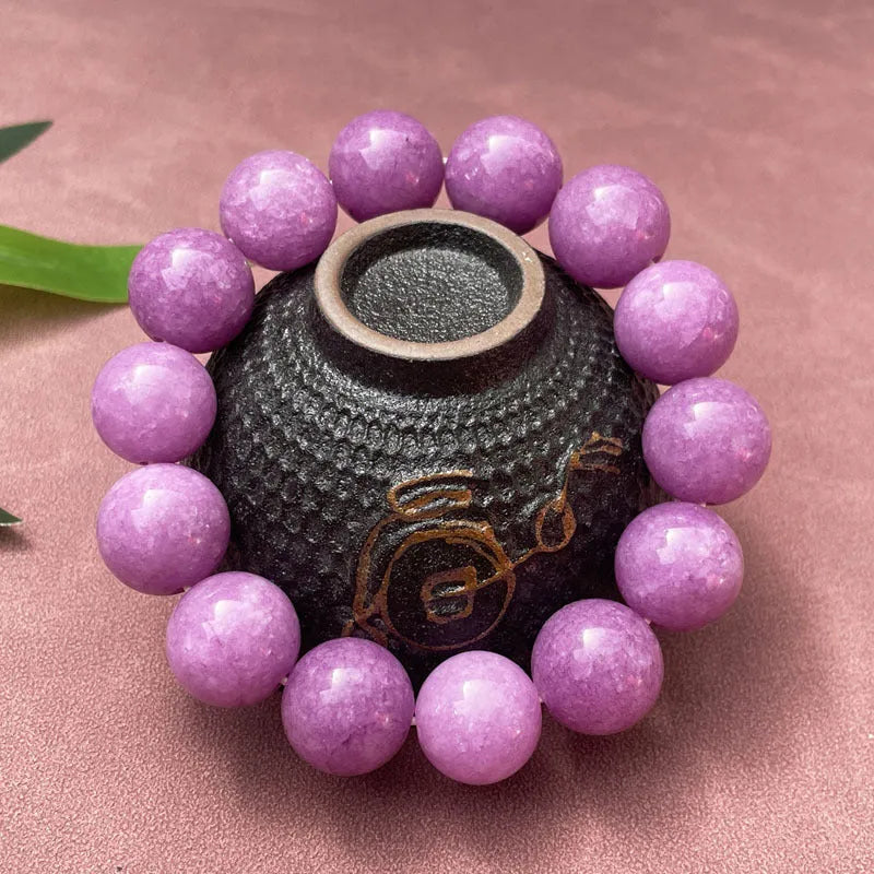 Natural quartz rock jade bracelet in Chinese style, multi circle, 8mm bead size, single ring design