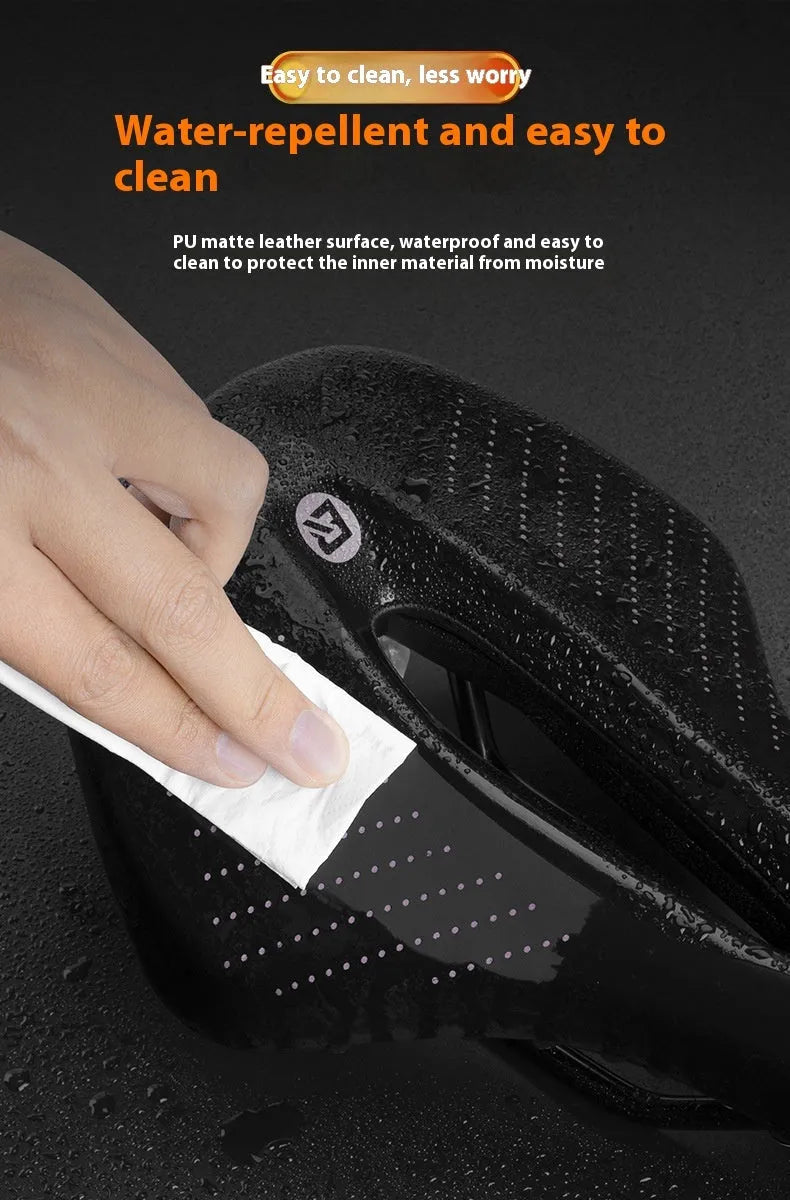 Medium black and pink mountain bike seat cushion with PU foam padding