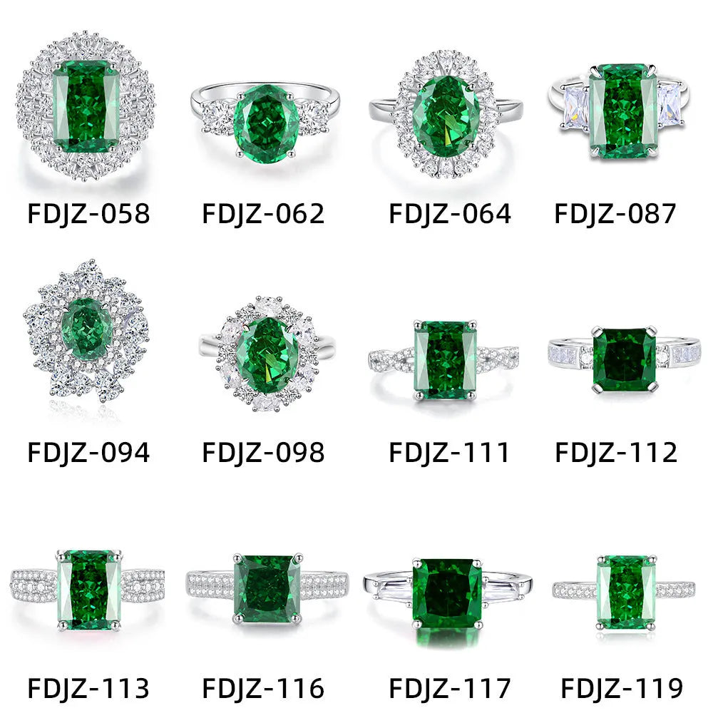 Geometric S925 silver women's ring with oval emerald, Palaibahao inlay, and high carbon diamond accent.