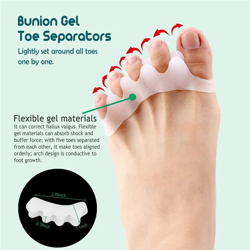 Nine-piece hallux valgus toe corrector set in silicone and Lycra cloth, free size, picture colour finish