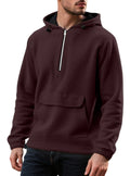 Men's padded fleece sweater, half zip hooded pullover, loose fit, solid colour, polyester, sizes S to XXXL