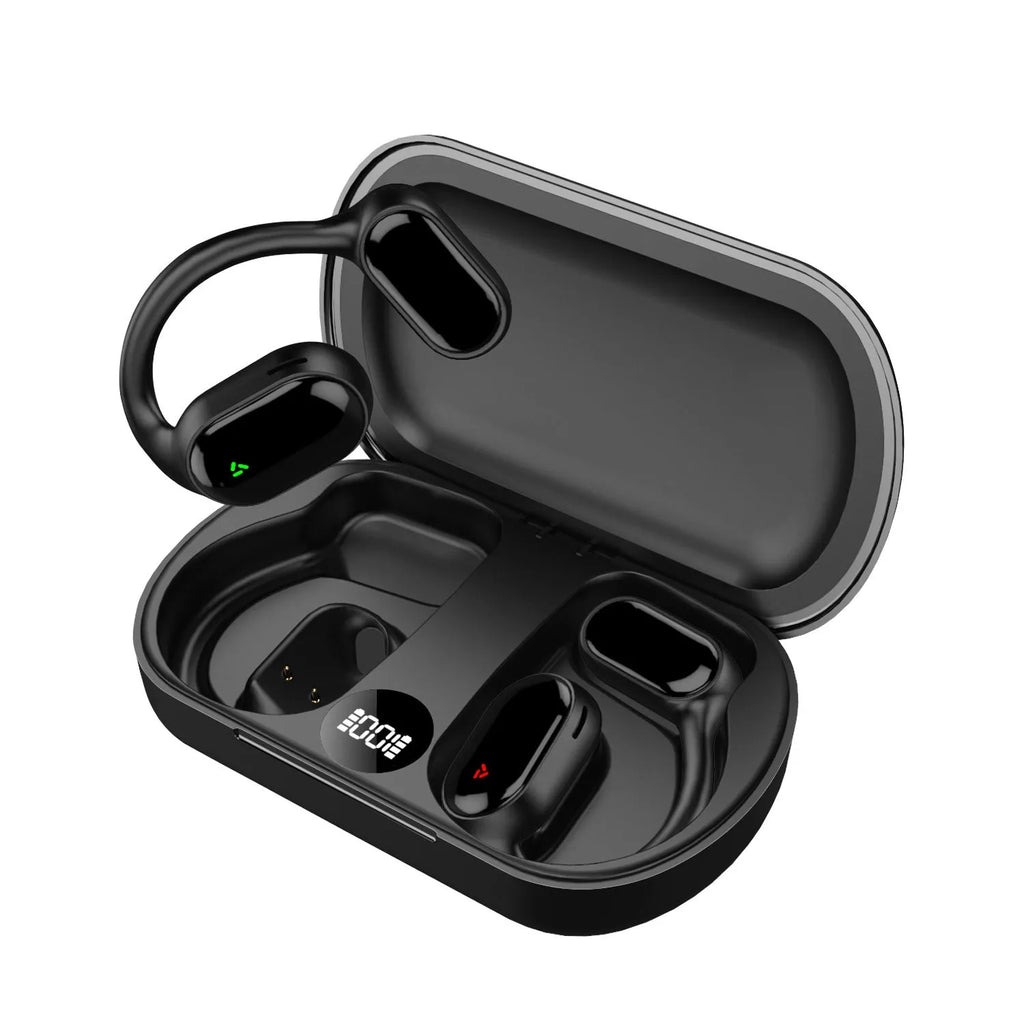 Non-in-ear air conduction Bluetooth headset in black ABS, with Jerry chip and breathing light