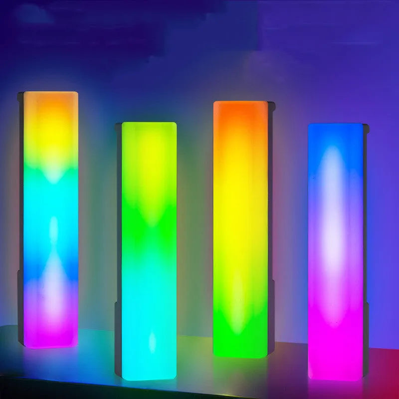 Black and white 3D RGB music voice-activated table-top ambiance lamp with USB cable