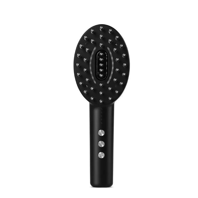 KD3802 Black scalp massage device with a charging cable on a white background.
