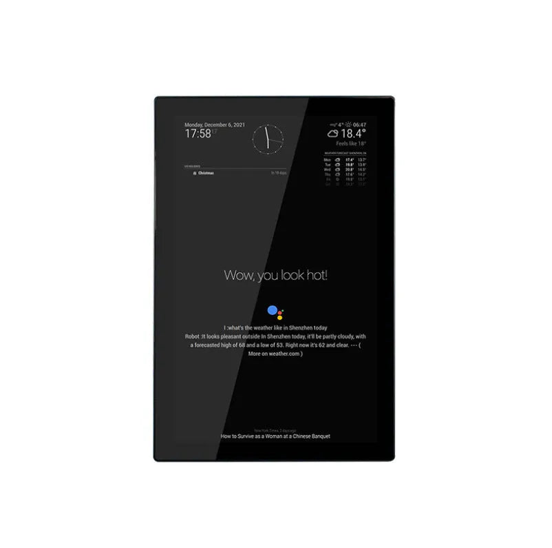 13.3 inch integrated CM4 computer touch display with voice assistant in ABS enclosure.