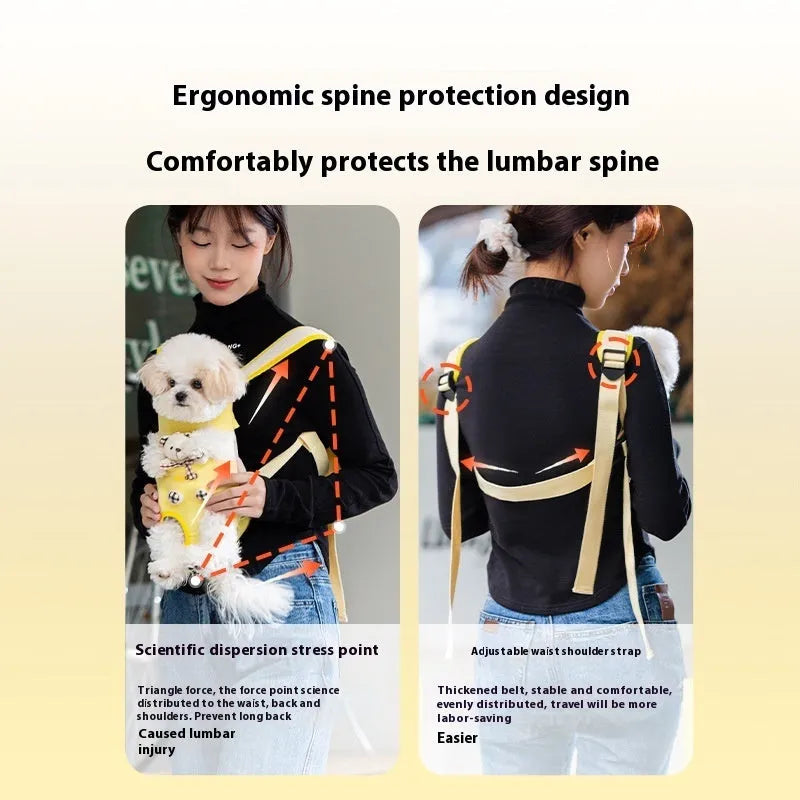 Cartoon animal pattern pet carrier bag with canvas construction in multiple colour stitching options
