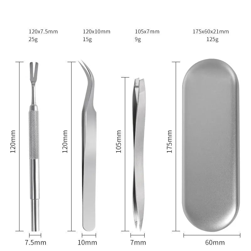 Silver stainless steel tick clip 3-piece set for dog and cat parasite removal