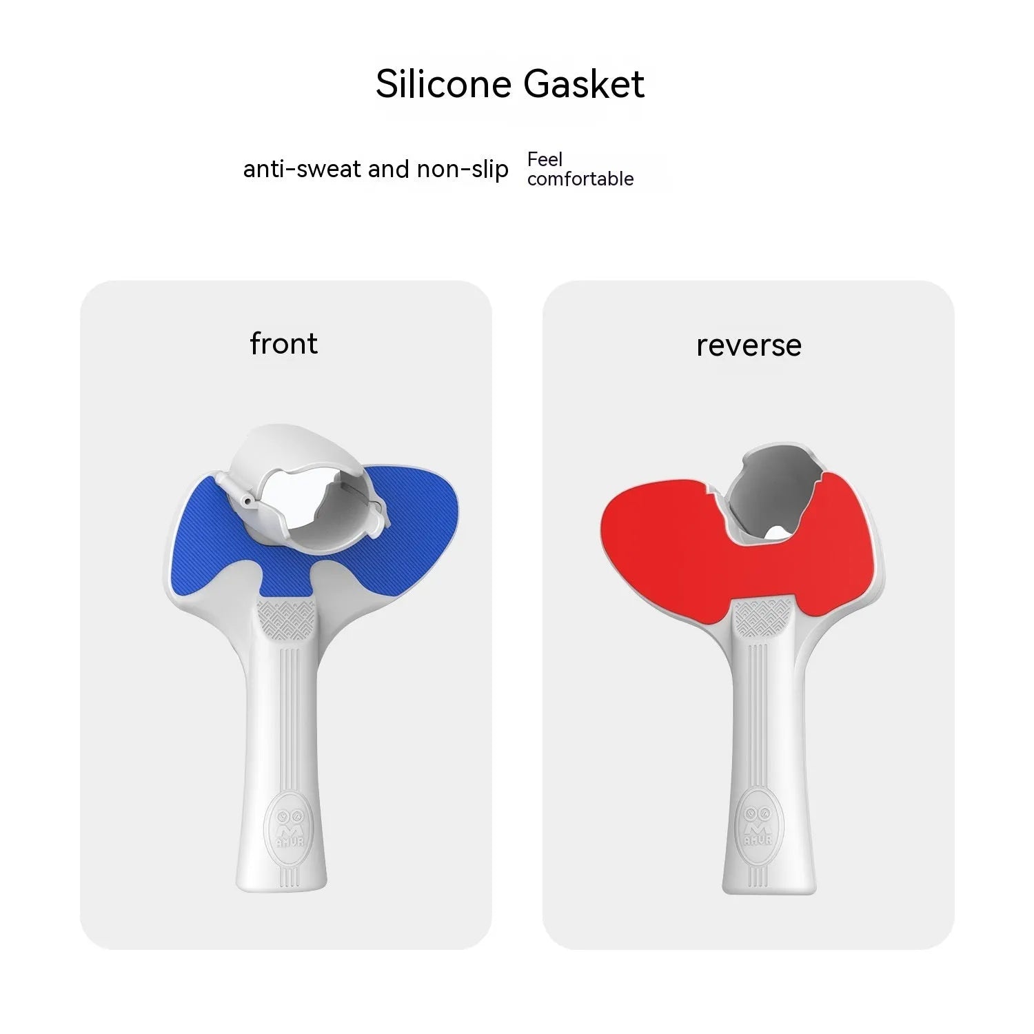 Red and blue plastic silicone table tennis racket grip accessory for Pico 4 VR controllers