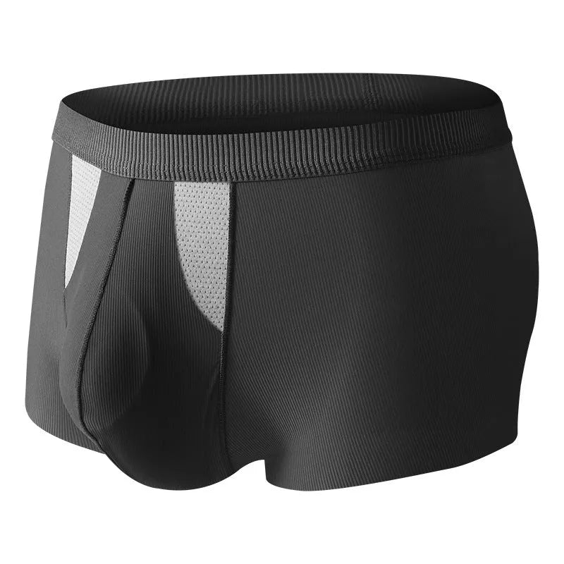 Ice silk underwear shorts with double-layer hole bag design for dry and wet separation