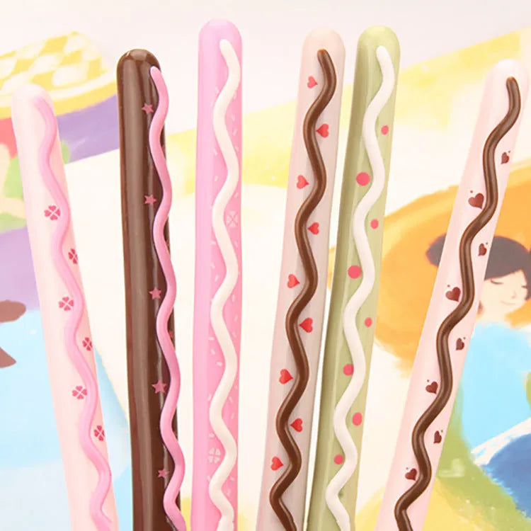 Plastic chocolate bar gel pen with 15cm body, 0.38mm tip, black erasable ink, random colour