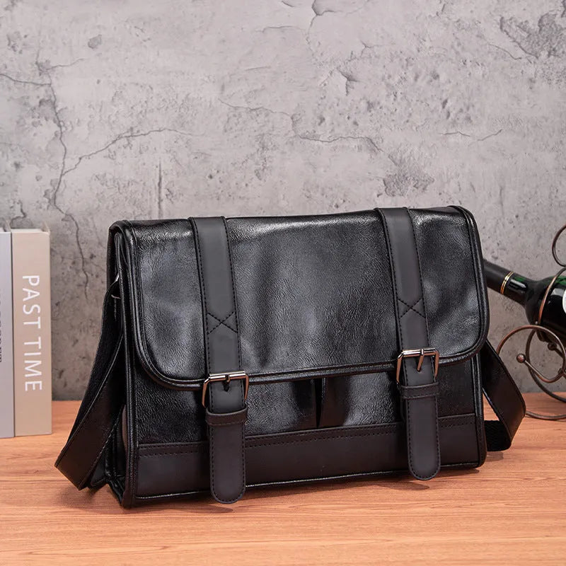 Black Korean style anti-theft commuter backpack with decorative sewing thread accents