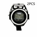 Black plastic motorcycle LED spotlight with 125W power and 50m range, 12x8cm size