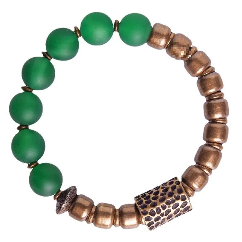 Retro ethnic style couples bracelet with natural agate stone beads in traditional processing