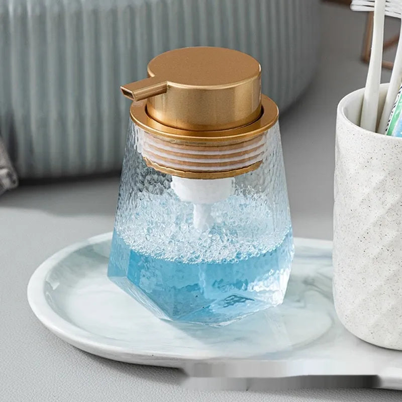 ABS plastic facial cleanser foam pump with large pump head in metallic finish