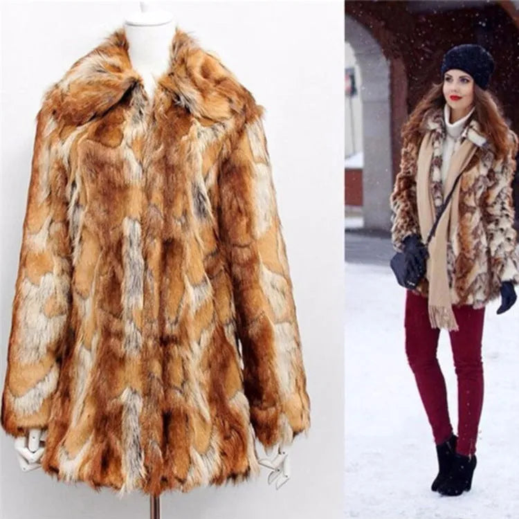 Women's slim leather jacket with a bold tiger pattern on faux fur, showing regular long sleeves.