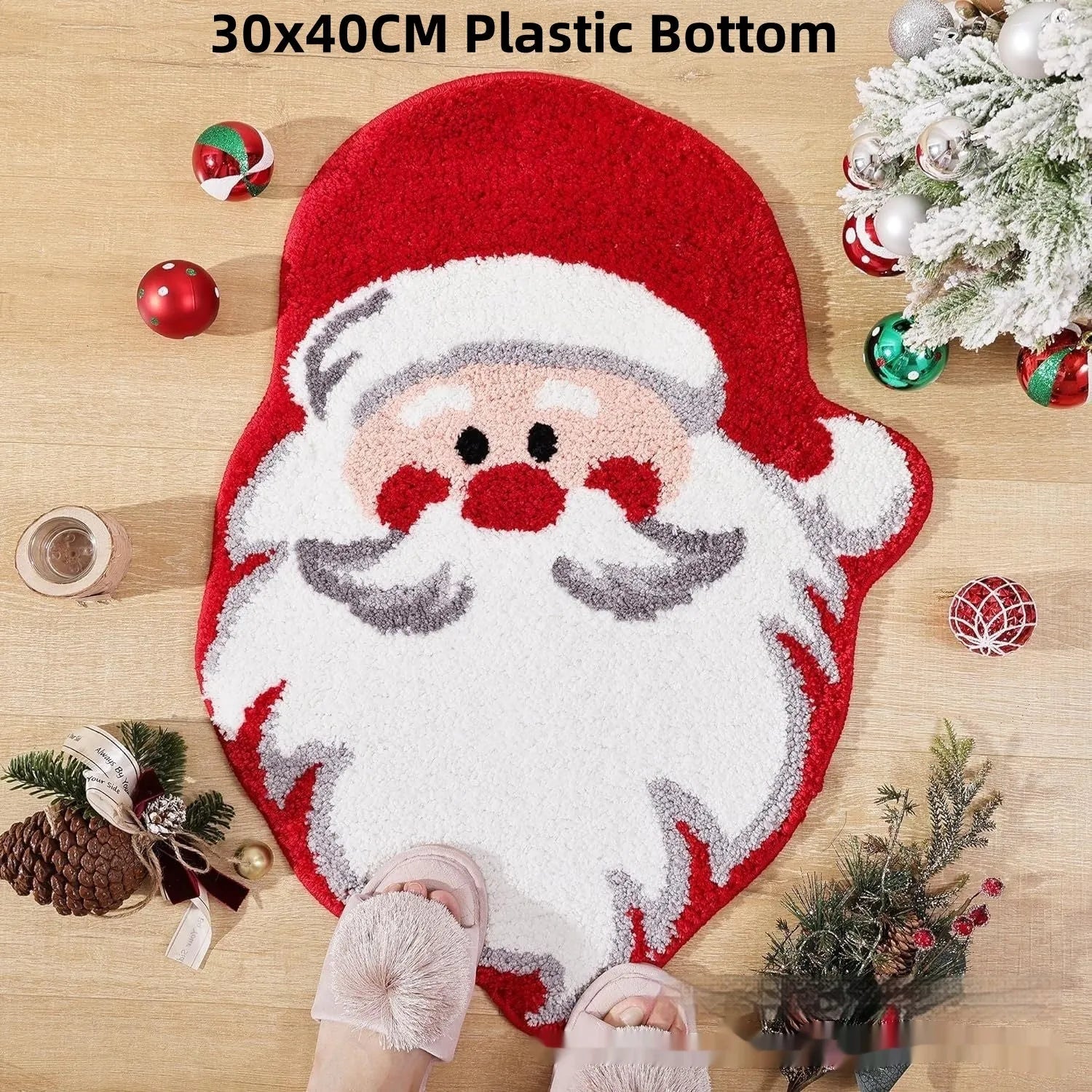 Christmas themed irregular shape hallway mat with festive patterns and anti-slip bottom options